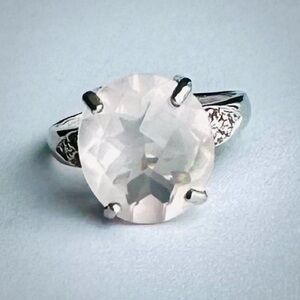 Natural Pink Rose Quartz 925 Cocktail Ring Sterling Silver Size 7 NEW